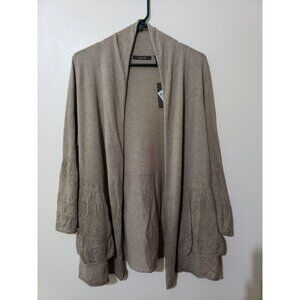 Heather B gray, 100 percent cotton, long sleeve, open front cardigan, size L